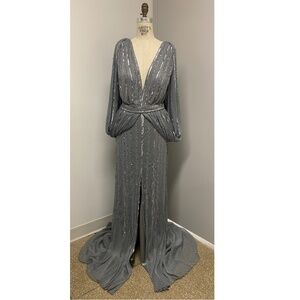 TERANI COUTURE SIZE 18 1920'S STYLE BEADED EVENING GOWN
